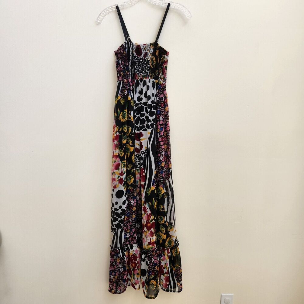 Twenty One Dress Womens Size Small Black Floral Tiered Strappy Summe Maxi Dress